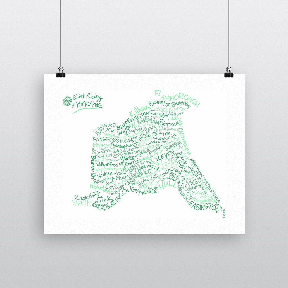 Map of the East Riding of Yorkshire, - Art Print