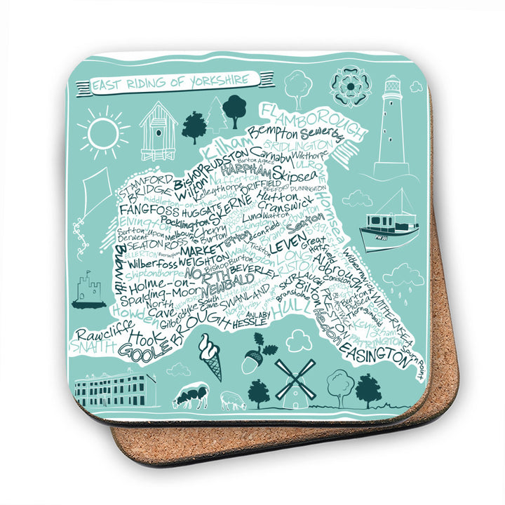 Map of the East Riding of Yorkshire, MDF Coaster