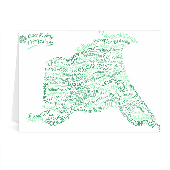 Map of the East Riding of Yorkshire, Greeting Card 7x5