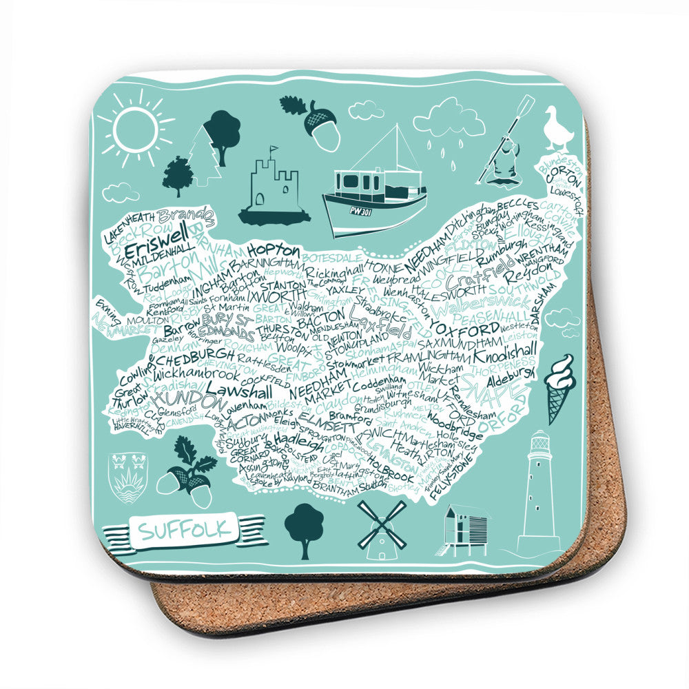 County Map of Suffolk, MDF Coaster