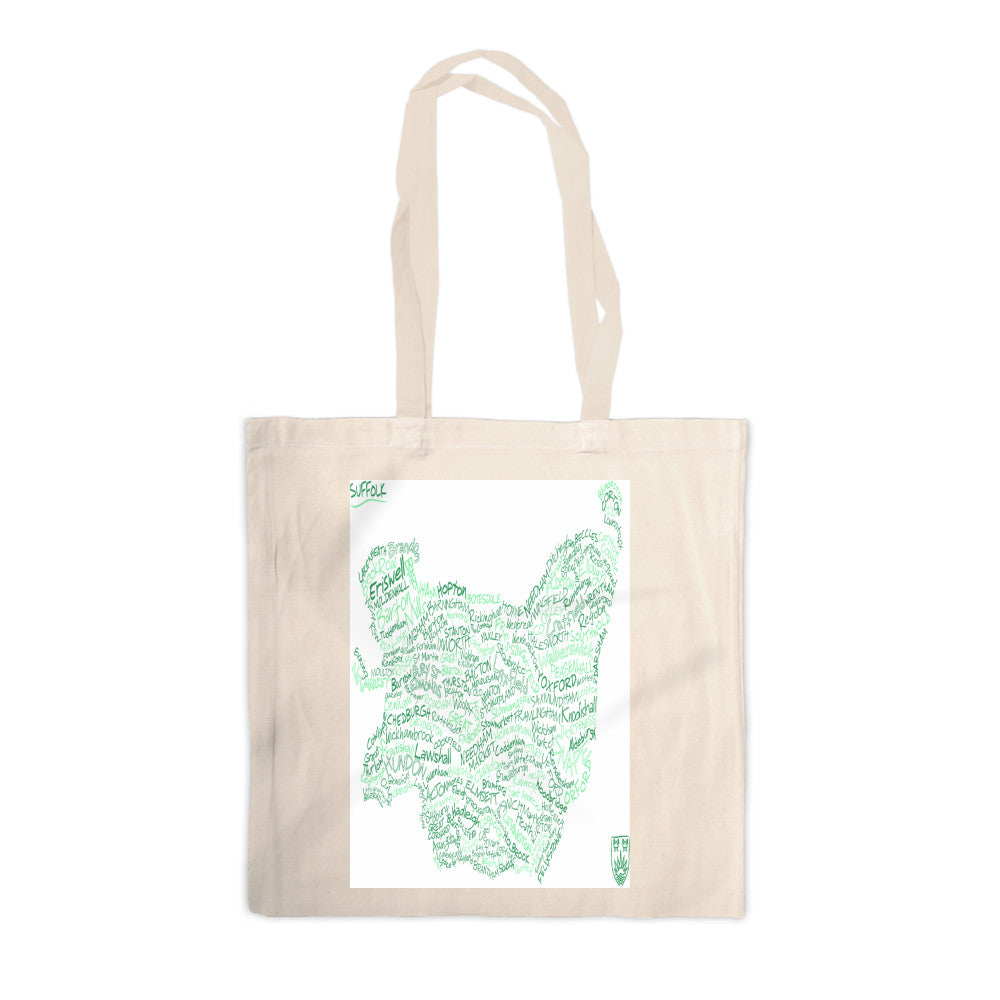 County Map of Suffolk, Canvas Tote Bag