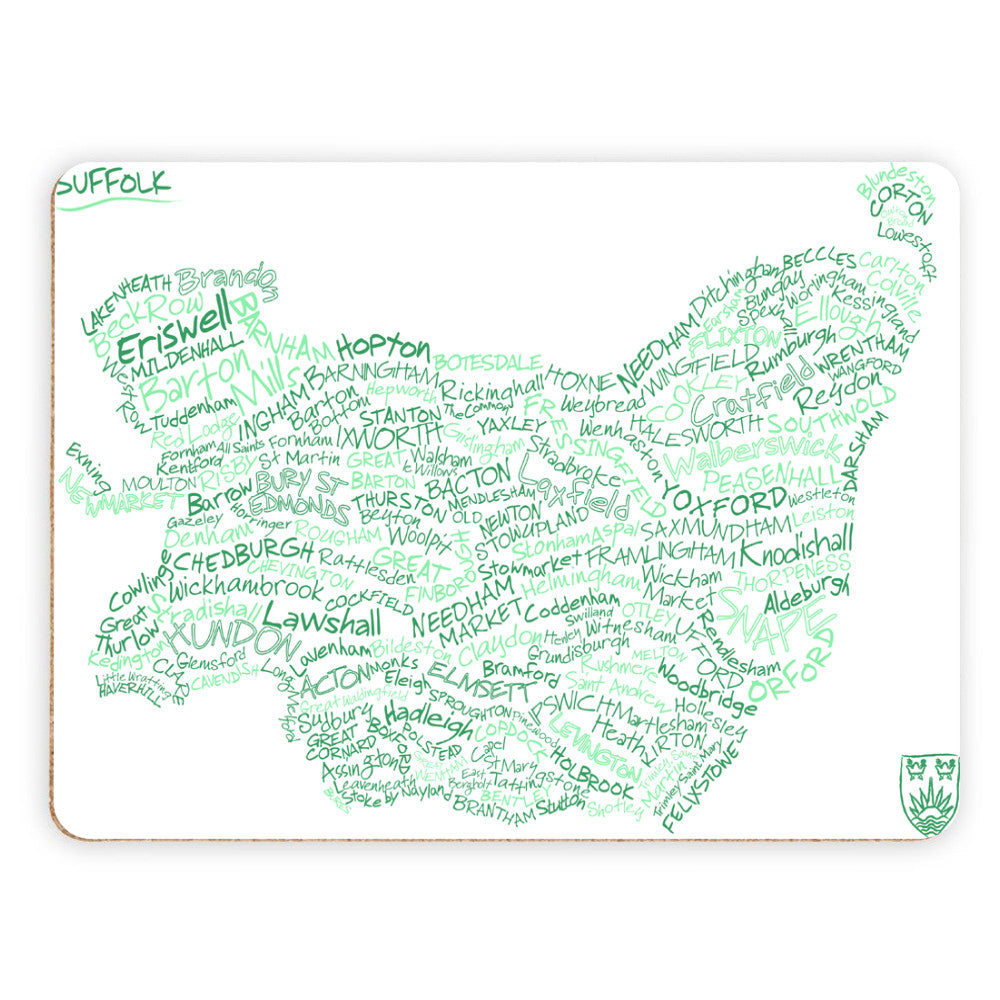 County Map of Suffolk, Placemat