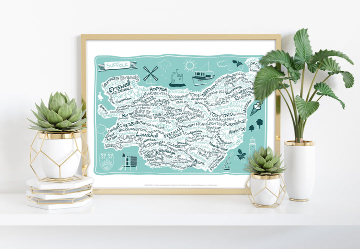 County Map of Suffolk, - Art Print