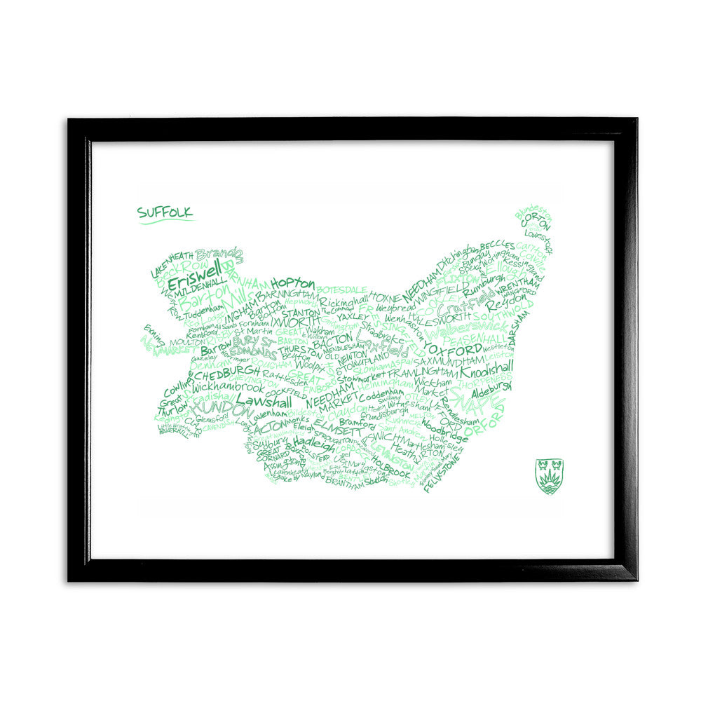 County Map of Suffolk, - Art Print