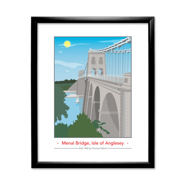 The Menai Bridge, Isle of Anglesey 11x14 Framed Print (Black)