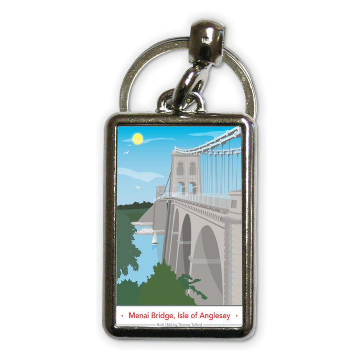 The Menai Bridge, Isle of Anglesey Metal Keyring