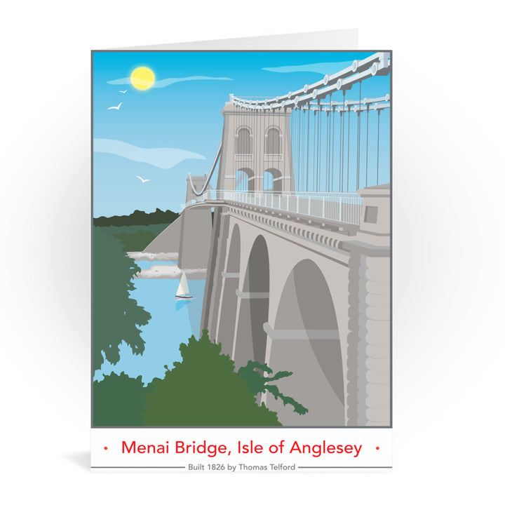 The Menai Bridge, Isle of Anglesey Greeting Card 7x5