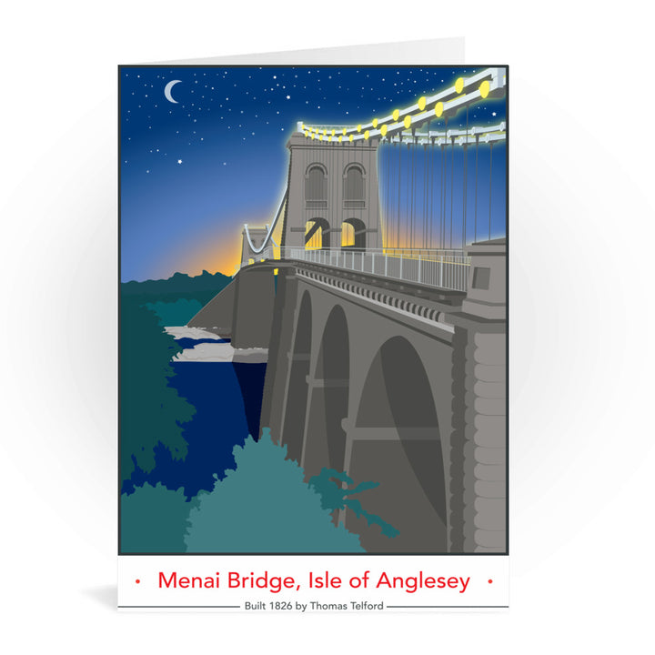 The Menai Bridge, Isle of Anglesey Greeting Card 7x5