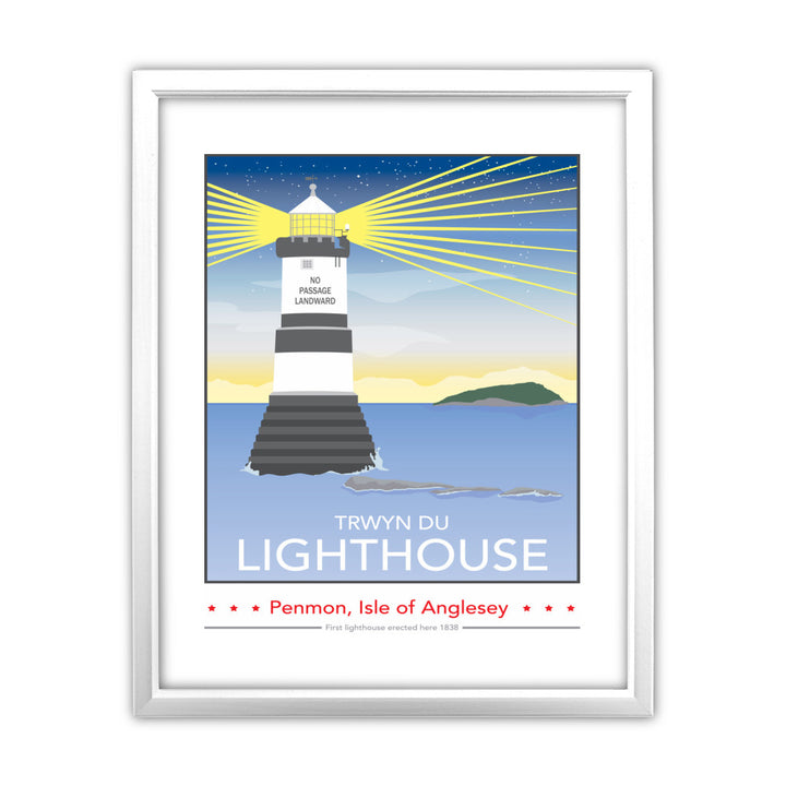 Trwyn Du Lighthouse, Isle of Anglesey 11x14 Framed Print (White)