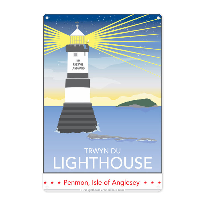 Trwyn Du Lighthouse, Isle of Anglesey Metal Sign