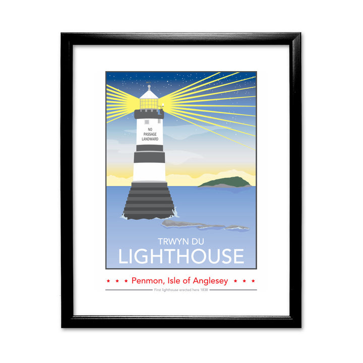 Trwyn Du Lighthouse, Isle of Anglesey 11x14 Framed Print (Black)