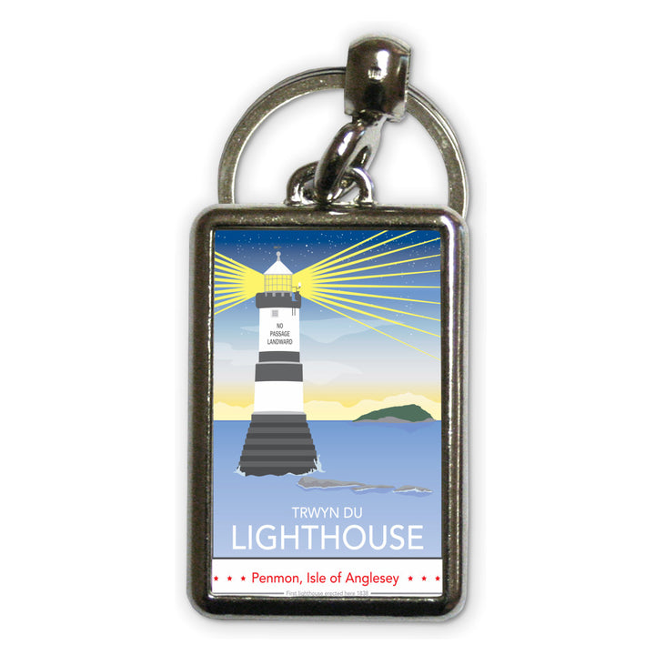Trwyn Du Lighthouse, Isle of Anglesey Metal Keyring