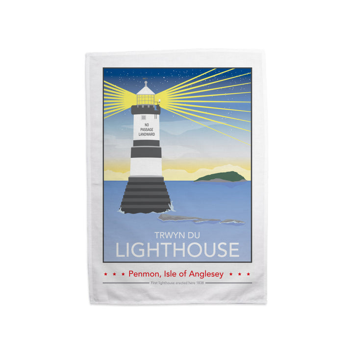 Trwyn Du Lighthouse, Isle of Anglesey Tea Towel