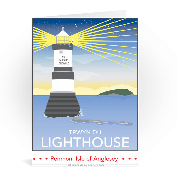 Trwyn Du Lighthouse, Isle of Anglesey Greeting Card 7x5