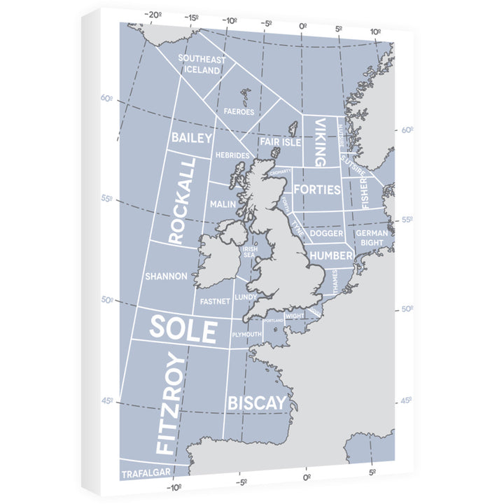 The Shipping Forecast Regions, 60cm x 80cm Canvas