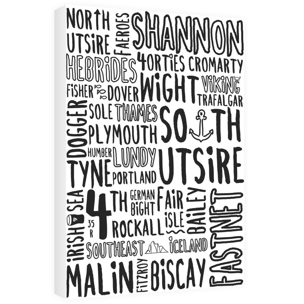 The Shipping Forecast Regions, 60cm x 80cm Canvas