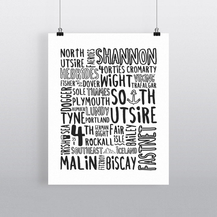 The Shipping Forecast Regions, 90x120cm Fine Art Print