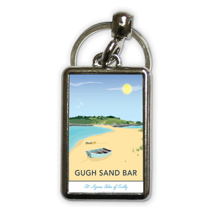 Gugh Sand Bar, St Agnes, Isles of Scilly Metal Keyring