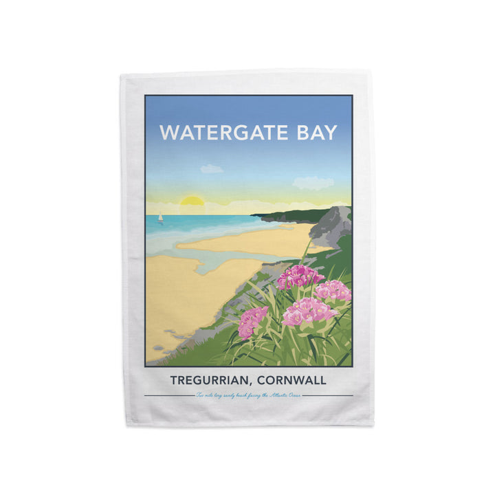 Watergate Bay, Tregurrian, Cornwall Tea Towel