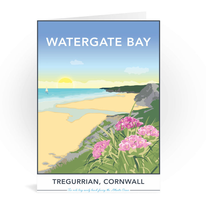 Watergate Bay, Tregurrian, Cornwall Greeting Card 7x5