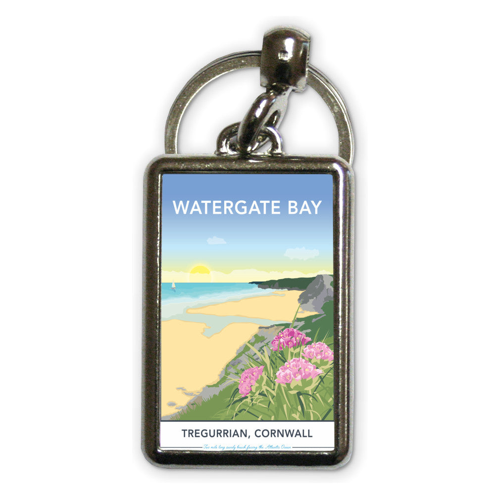 Watergate Bay, Tregurrian, Cornwall Metal Keyring