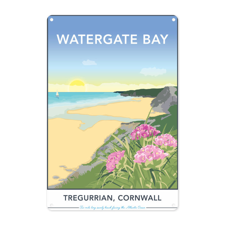 Watergate Bay, Tregurrian, Cornwall Metal Sign