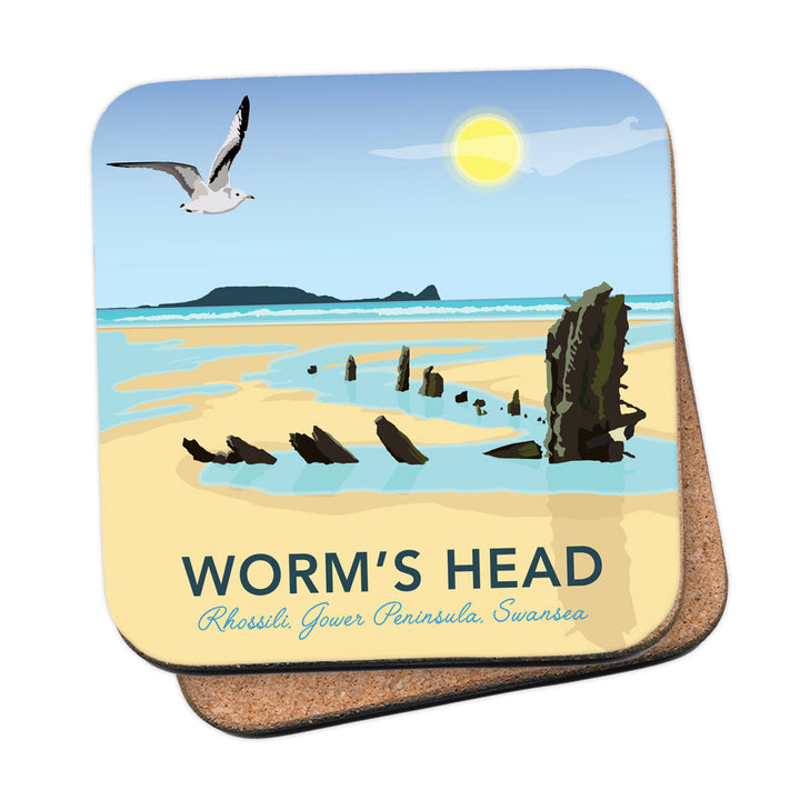 Worm's Head, Rhosilli, Gower Peninsula, Swansea - MDF Coaster