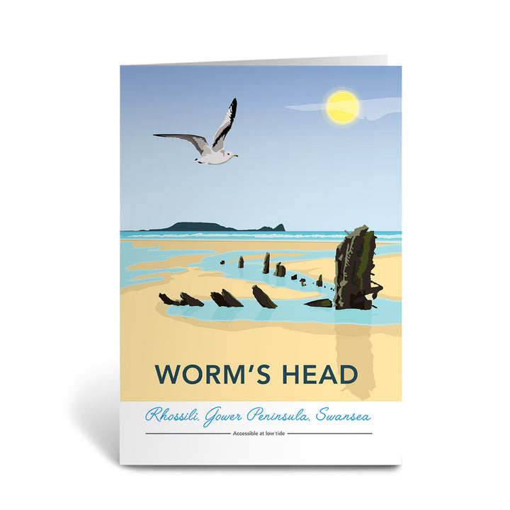 Worm's Head, Rhosilli, Gower Peninsula, Swansea - Greeting Card 7x5