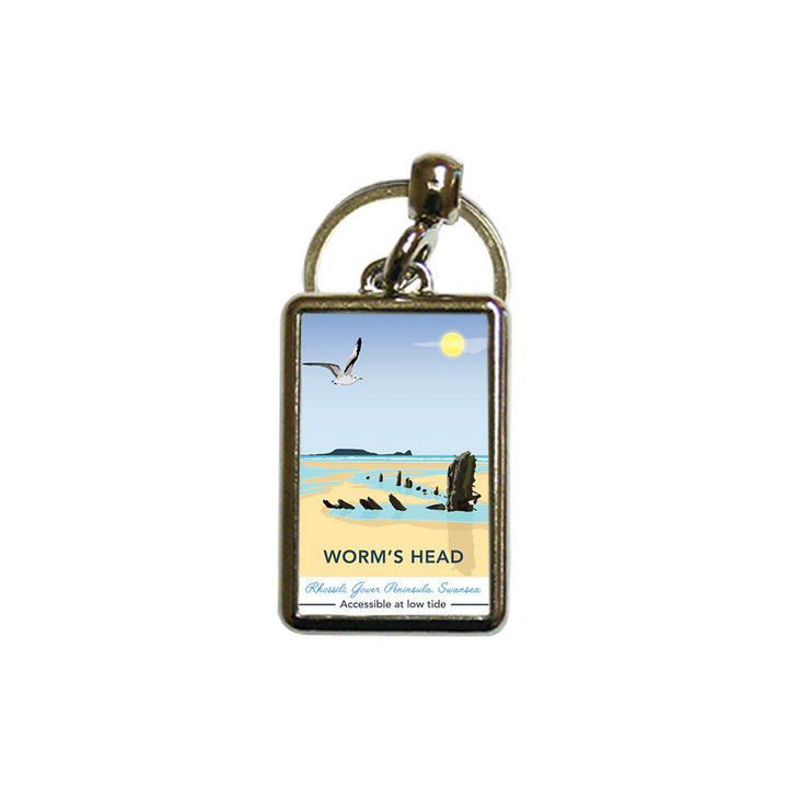 Worm's Head, Rhosilli, Gower Peninsula, Swansea - Metal Keyring