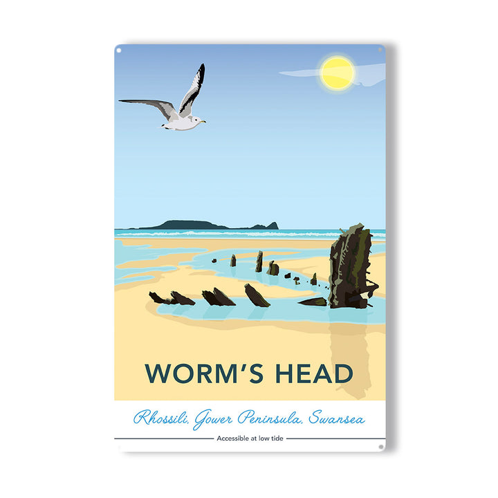 Worm's Head, Rhosilli, Gower Peninsula, Swansea - Metal Sign