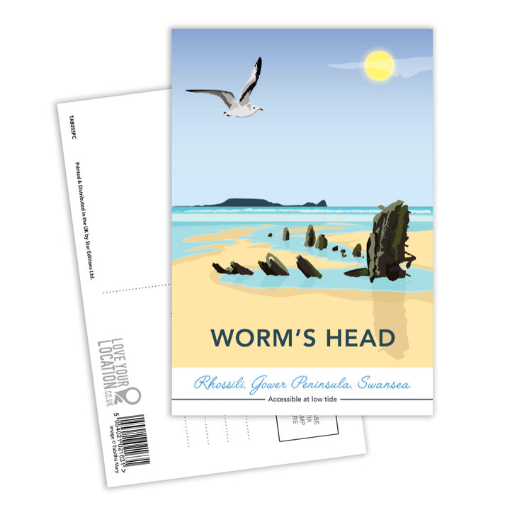 Worm's Head, Rhosilli, Gower Peninsula, Swansea - Postcard Pack