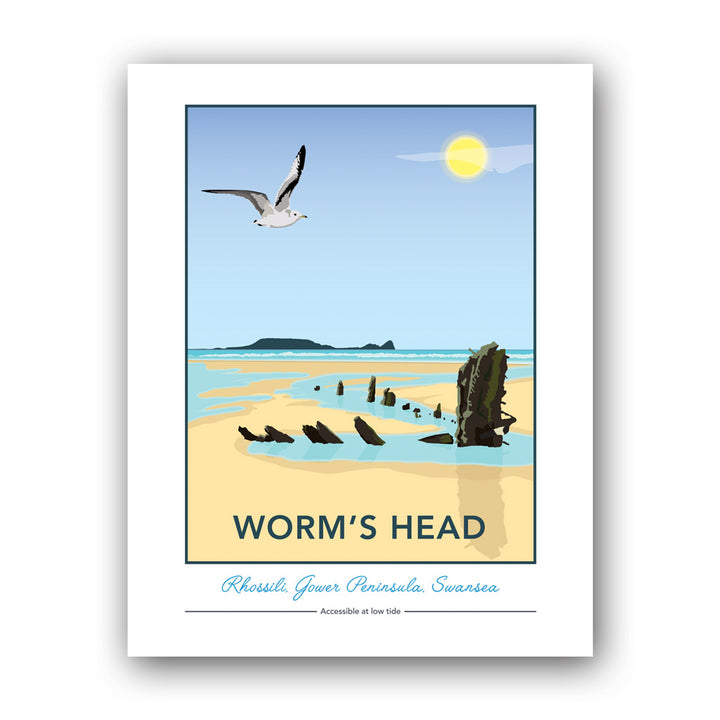 Worm's Head, Rhosilli, Gower Peninsula, Swansea - Art Print