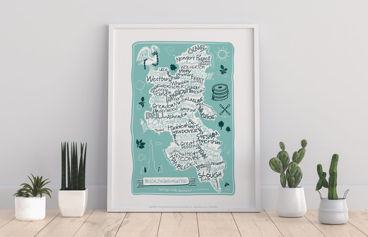 County Map of Buckinghamshire, - Art Print