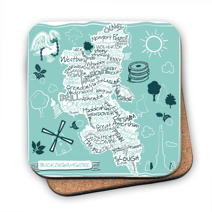 County Map of Buckinghamshire, MDF Coaster