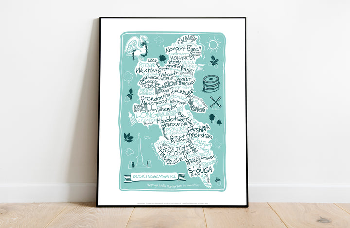 County Map of Buckinghamshire, - Art Print