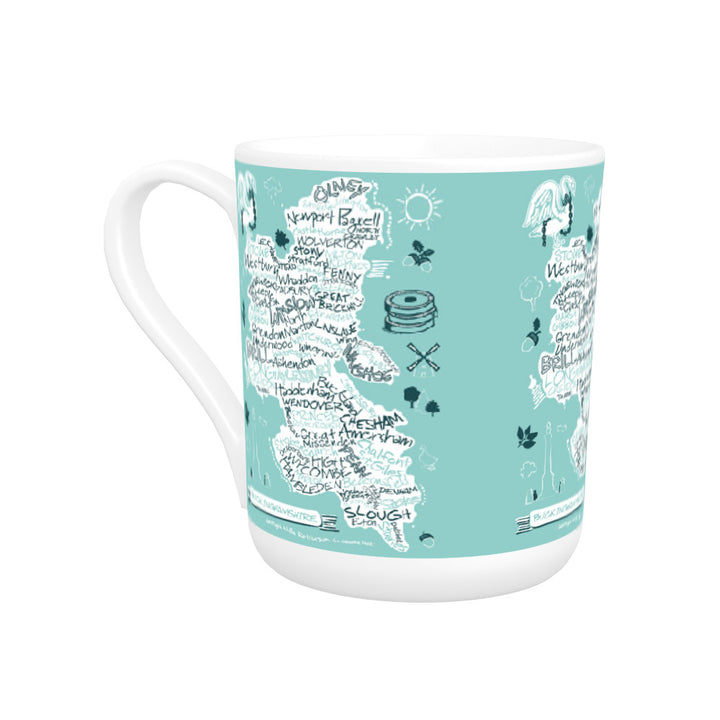 County Map of Buckinghamshire, Bone China Mug