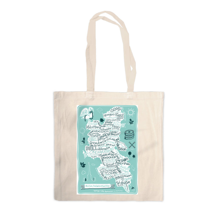 County Map of Buckinghamshire, Canvas Tote Bag