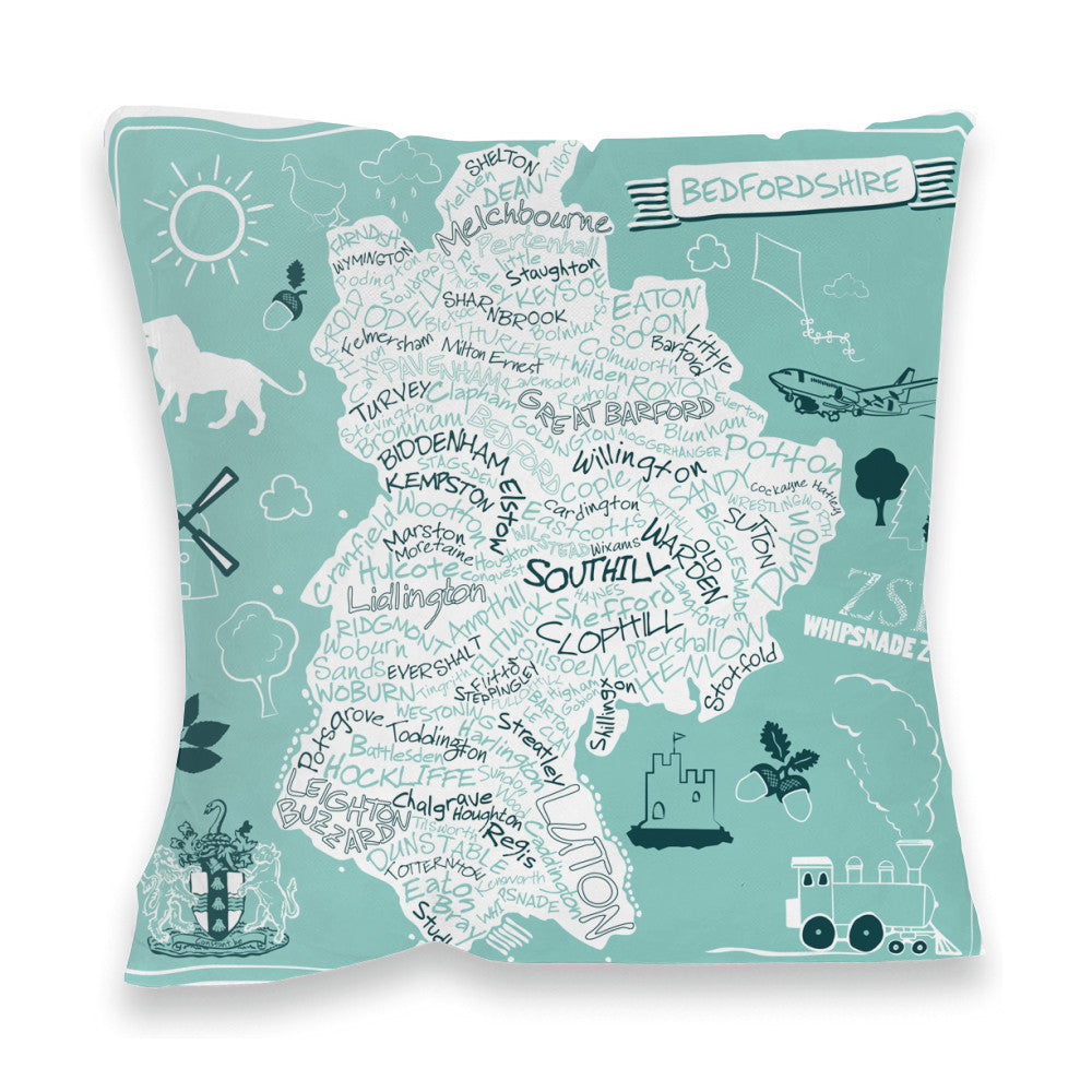County Map of Bedfordshire, Fibre Filled Cushion