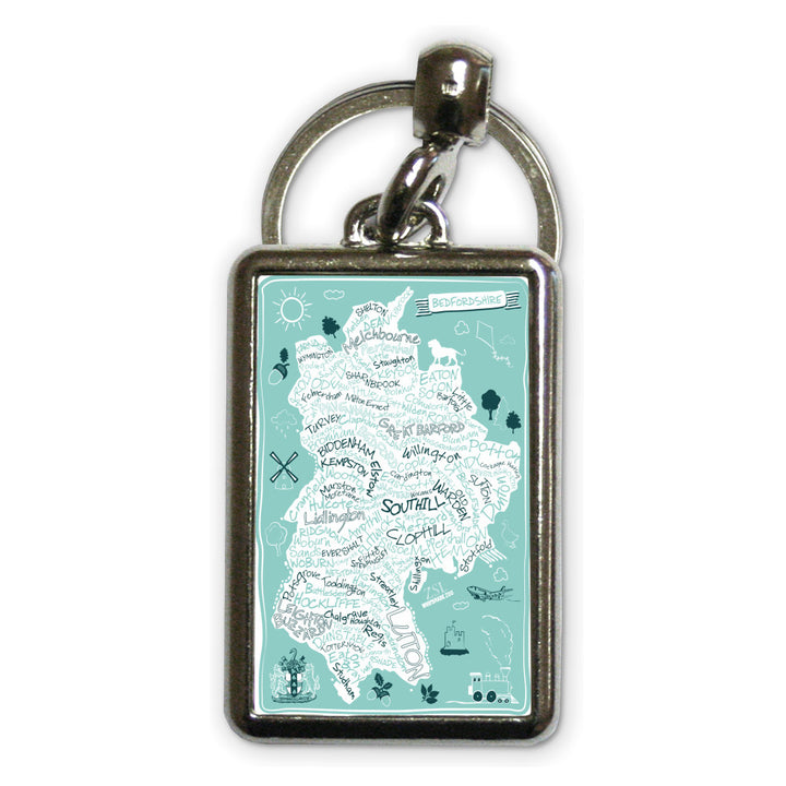 County Map of Bedfordshire, Metal Keyring