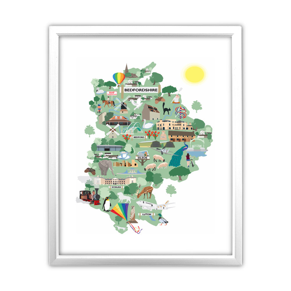 County Map of Bedfordshire, - Art Print