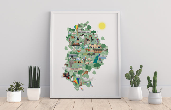 County Map of Bedfordshire, - Art Print