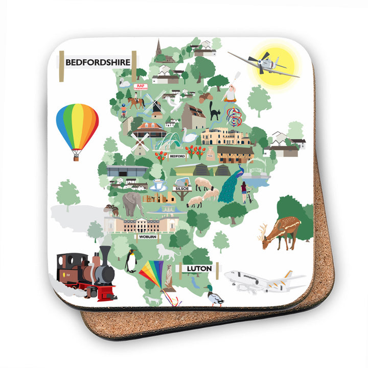 County Map of Bedfordshire, MDF Coaster