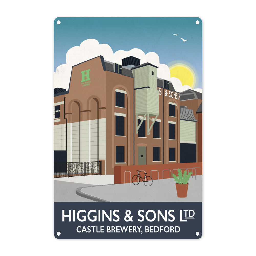 Higgins and Sons, Bedford Metal Sign