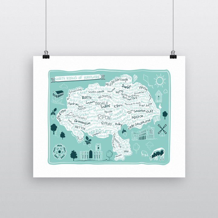 Map of the North Riding of Yorkshire, 90x120cm Fine Art Print