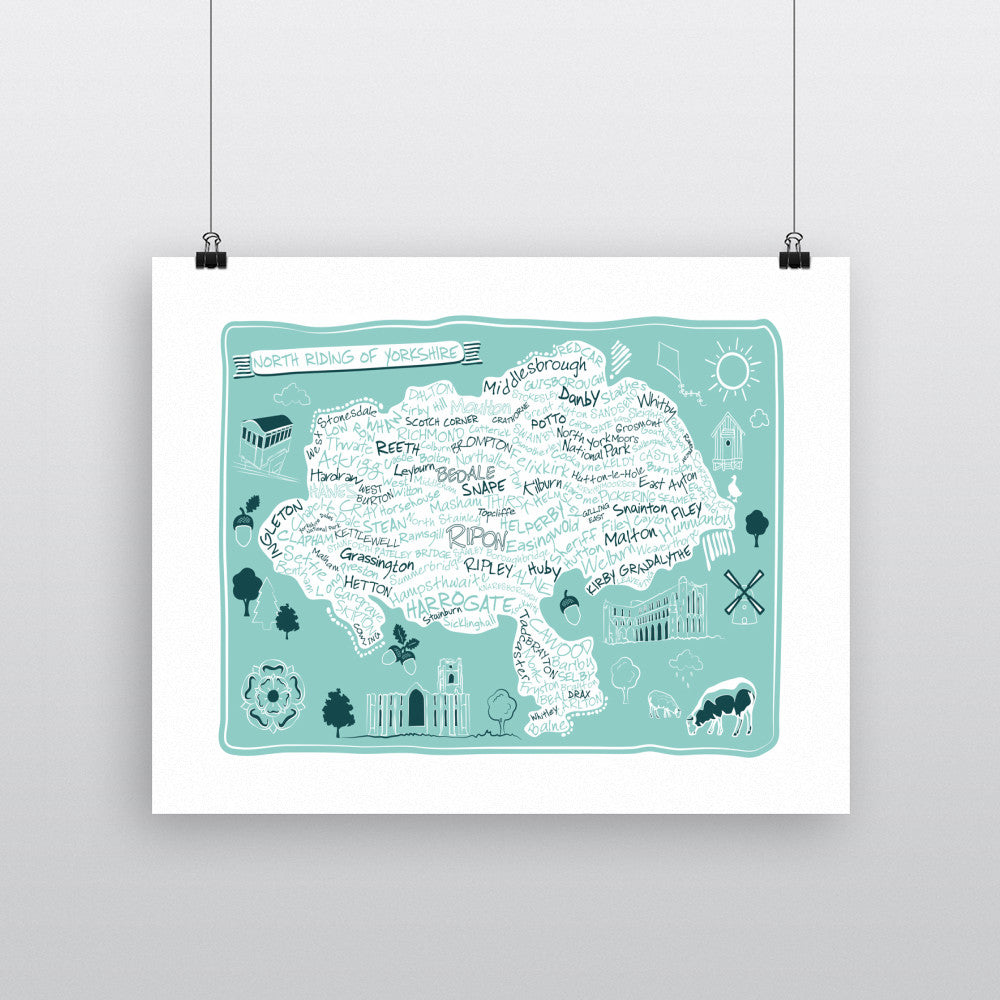 Map of the North Riding of Yorkshire, 11x14 Print