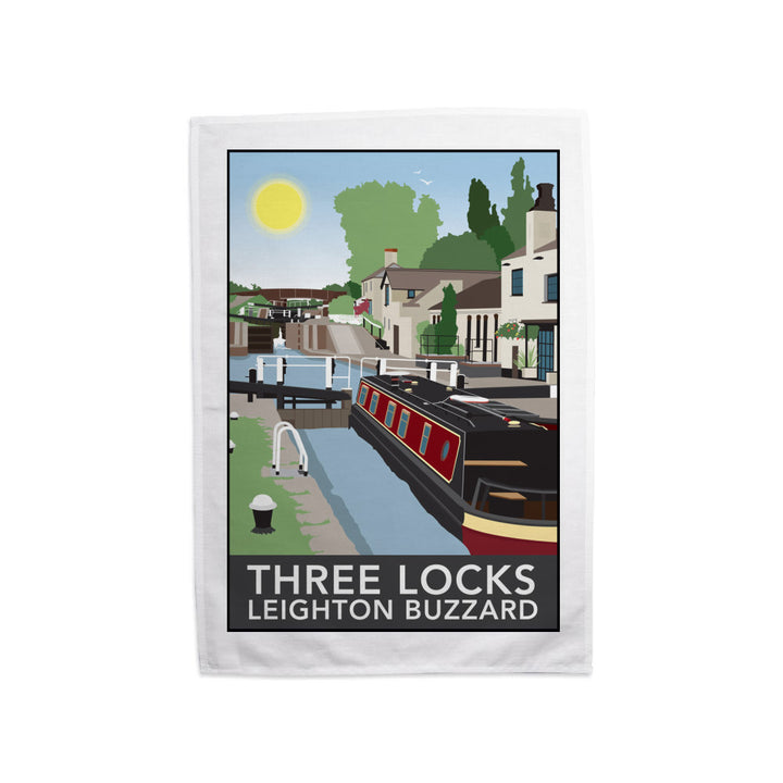 Three Locks, Leighton Buzzard Tea Towel