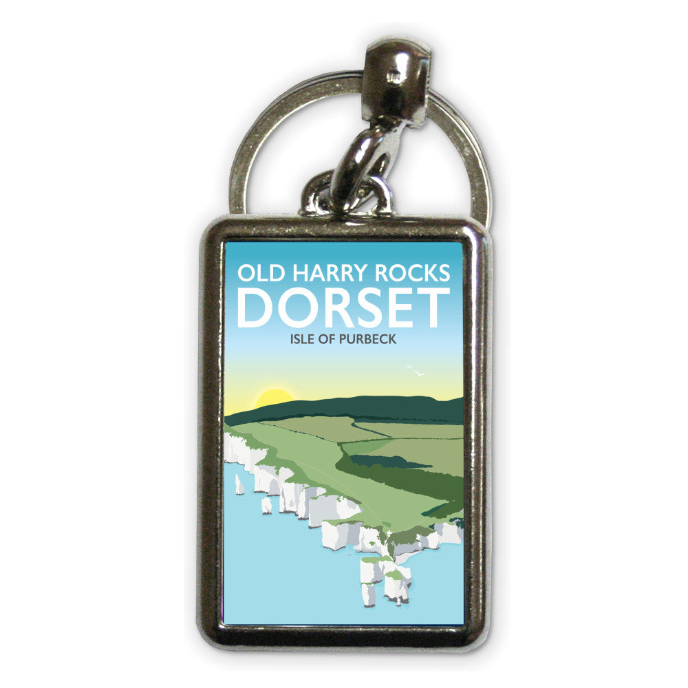 Old Harry Rocks, Dorset Metal Keyring