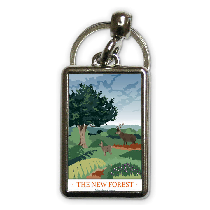 The New Forest, Hampshire Metal Keyring