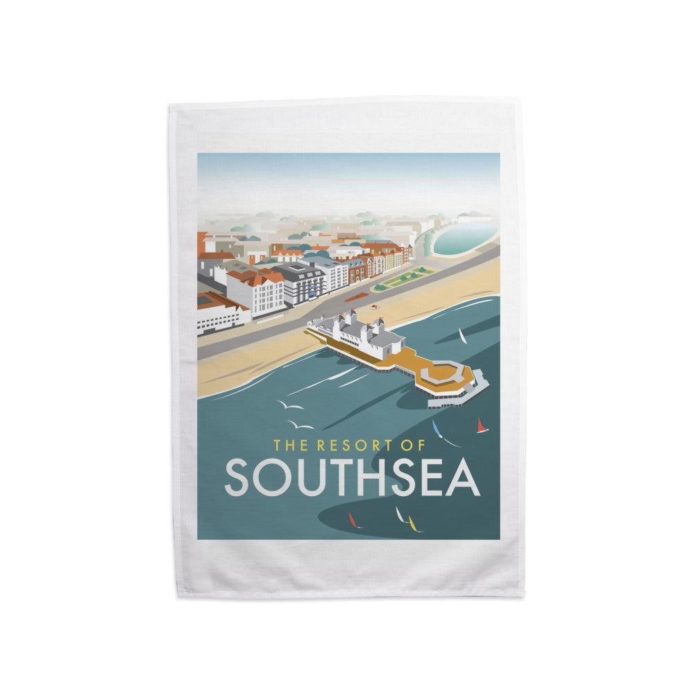 Southsea, Portsmouth, from the air Tea Towel
