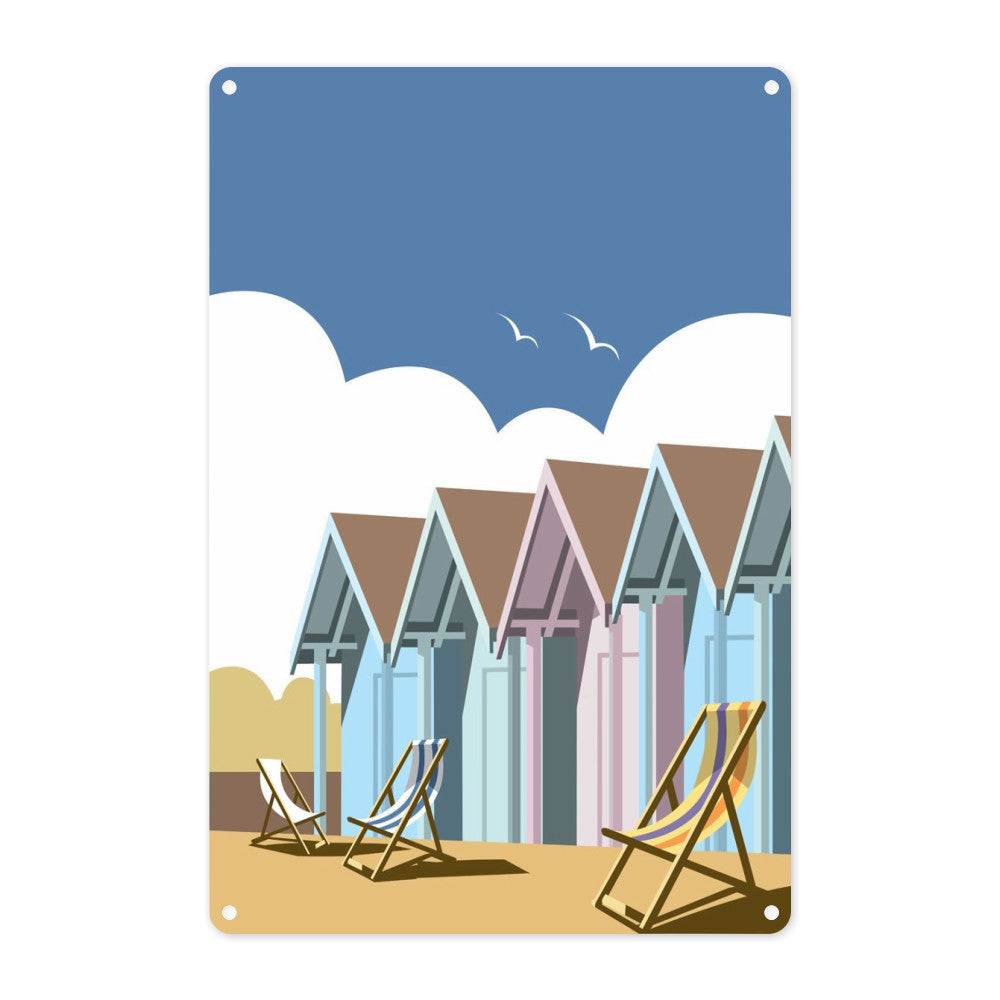 Beach Huts Metal Sign